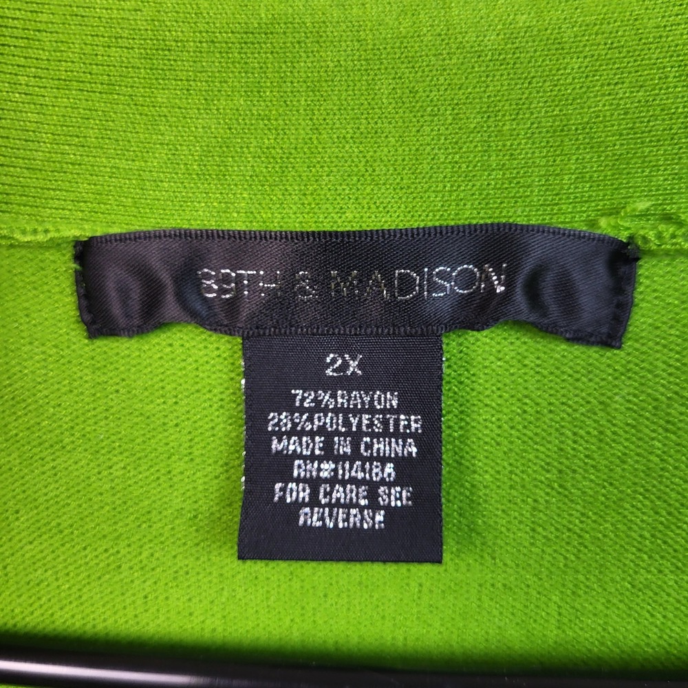 89th & Madison Womens 2X Green Open Front Cardigan Sweater 3/4 Sleeve Plus NWOT - Picture 5 of 6